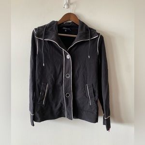 Classy black jacket with white accents